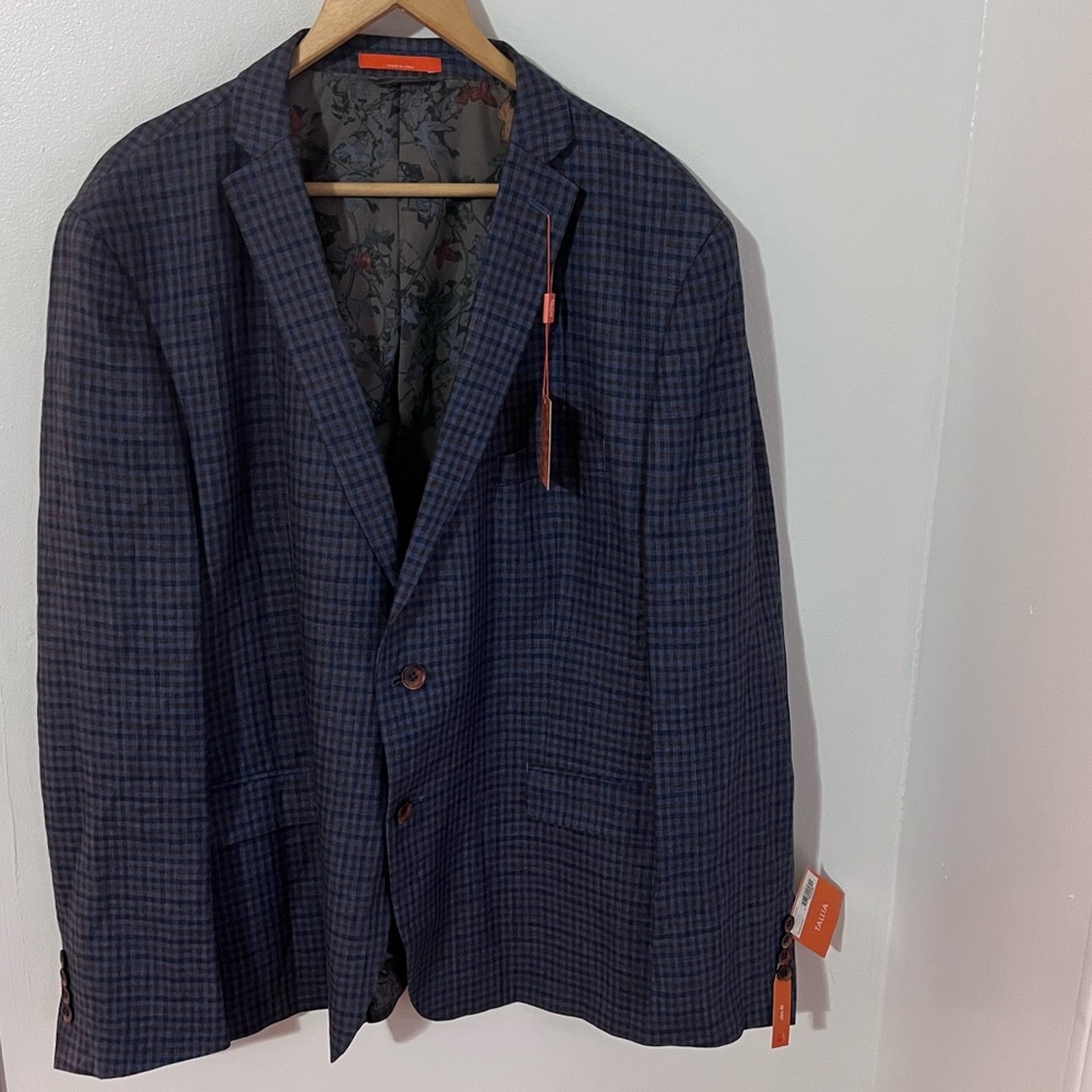 Tallia Lord & Taylor Plaid Orange & Blue Blazer